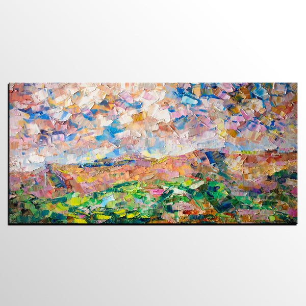 Heavy Texture Painting, Autumn Mountain Painting, Landscape Painting, Custom Large Canvas Art-LargePaintingArt.com