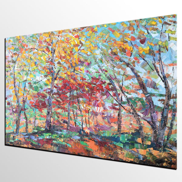 Canvas Wall Art, Birch Tree Painting, Landscape Art, Custom Art Painting for Living Room-LargePaintingArt.com