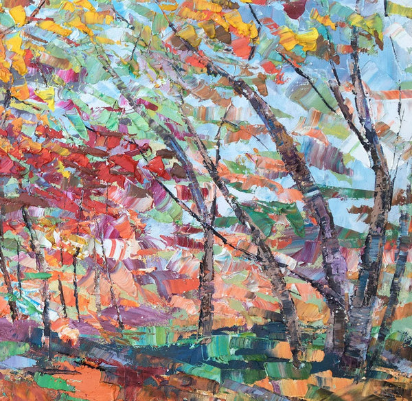 Canvas Wall Art, Birch Tree Painting, Landscape Art, Custom Art Painting for Living Room-LargePaintingArt.com