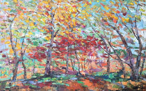 Canvas Wall Art, Birch Tree Painting, Landscape Art, Custom Art Painting for Living Room-LargePaintingArt.com