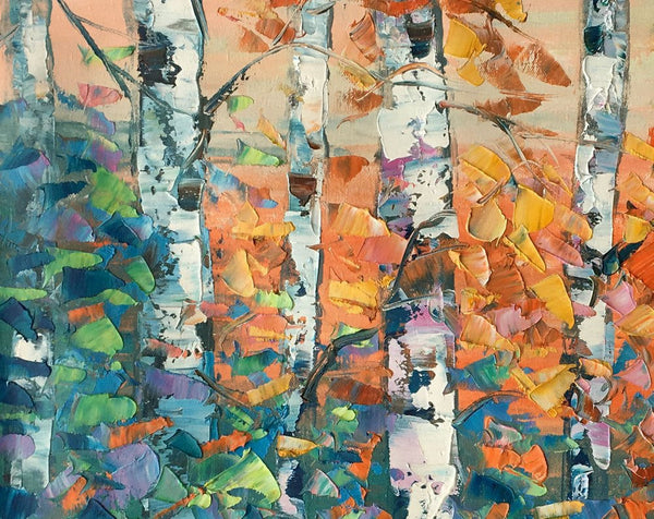 Birch Tree Painting, Large Oil Painting, Custom Canvas Artwork, Canvas Painting for Bedroom-LargePaintingArt.com