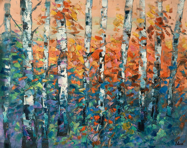 Birch Tree Painting, Large Oil Painting, Custom Canvas Artwork, Canvas Painting for Bedroom-LargePaintingArt.com