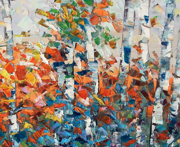 Birch Tree Painting, Impasto Art, Large Canvas Art, Bedroom Canvas Painting, Custom Extra Large Painting-LargePaintingArt.com