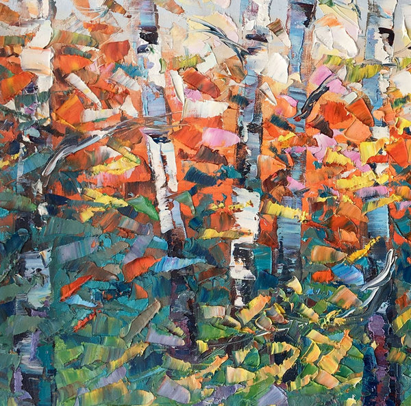 Birch Tree Painting, Impasto Art, Large Canvas Art, Bedroom Canvas Painting, Custom Extra Large Painting-LargePaintingArt.com