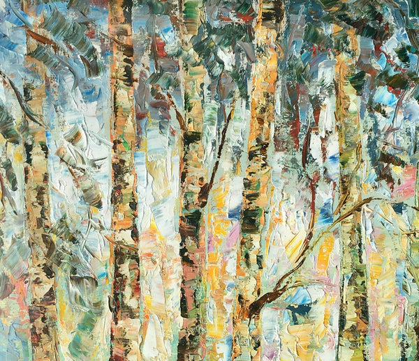 Abstract Landscape Painting, Birch Tree Painting, Bedroom Wall Art Paintings, Simple Modern Art, Custom Landscape Painting for Bedroom-LargePaintingArt.com