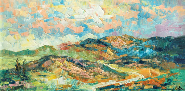 Landscape Painting, Autumn Mountain Painting, Original Wall Art, Custom Canvas Art, Original Artwork, Canvas Painting, Oil Painting-LargePaintingArt.com
