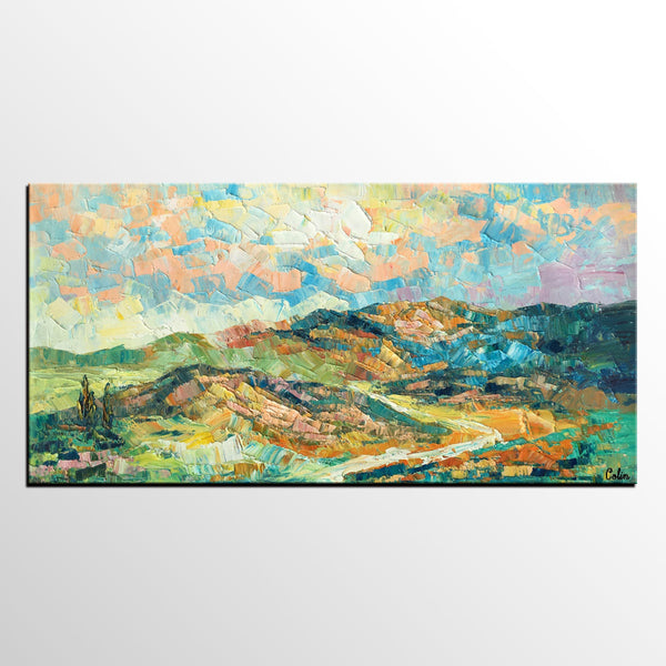 Landscape Painting, Autumn Mountain Painting, Original Wall Art, Custom Canvas Art, Original Artwork, Canvas Painting, Oil Painting-LargePaintingArt.com