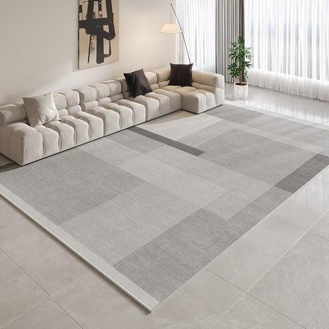 Geometric Modern Rugs for Dining Room, Contemporary Modern Rugs for Bedroom, Gray Modern Rugs for Living Room, Abstract Grey Modern Rugs for Sale-LargePaintingArt.com