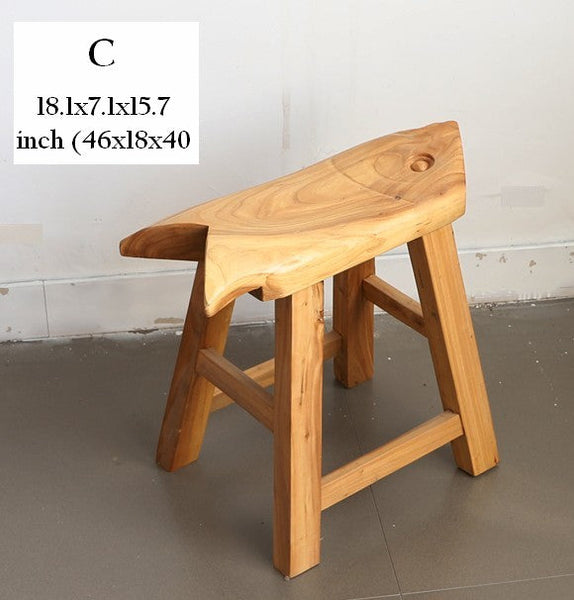 Children's Wooden Stool, Sofa Stool, Dining Table Stool, Handmade Solid Wood low Stool, Creative Shoe-changing Stool, Old Elm Wood Stool-LargePaintingArt.com