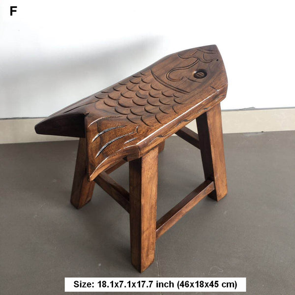 Handmade Solid Wood low Stool, Creative Shoe-changing Stool, Vintage Old Elm Wood Stool, Children's Wooden Stool, Sofa Stool, Dining Table Stool-LargePaintingArt.com