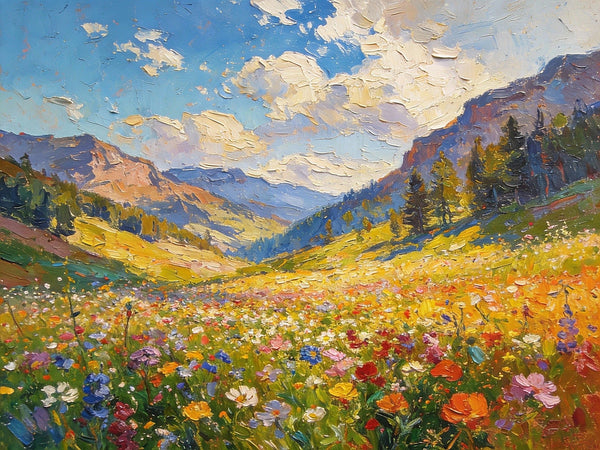 Valley in Full Spring Bloom, Hand Painted Canvas Art, Small Landscape Paintings, Original Oil Paintings, Small Paintings on Canvas, Small Paintings on Canvas-LargePaintingArt.com