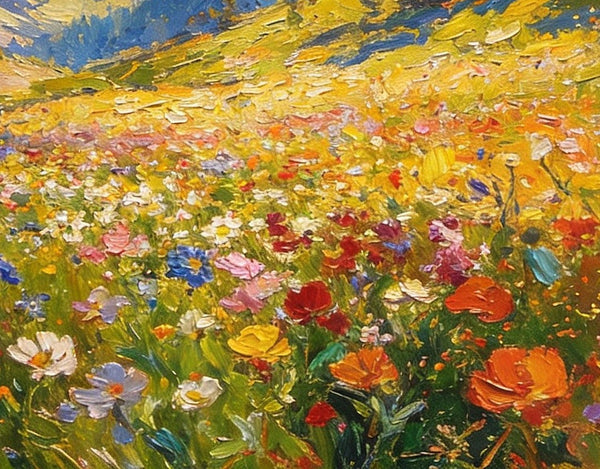 Valley in Full Spring Bloom, Hand Painted Canvas Art, Small Landscape Paintings, Original Oil Paintings, Small Paintings on Canvas, Small Paintings on Canvas-LargePaintingArt.com