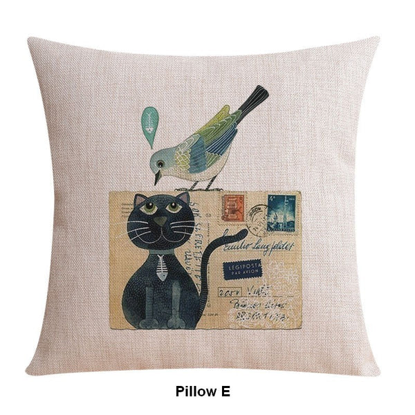 Simple Decorative Pillow Covers, Decorative Sofa Pillows for Living Room, Love Birds Throw Pillows for Couch, Singing Birds Decorative Throw Pillows-LargePaintingArt.com