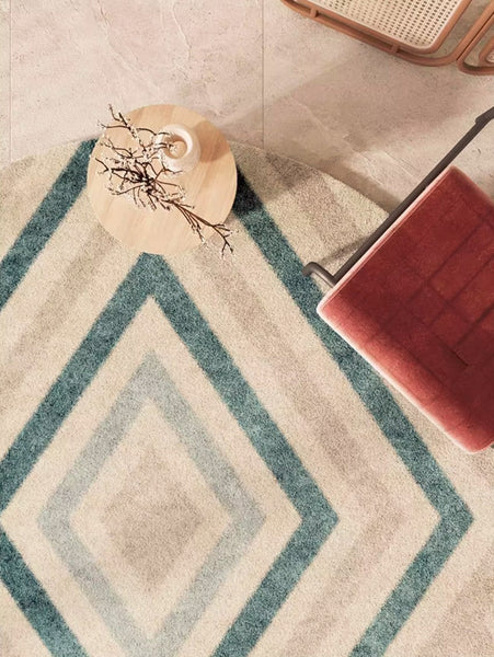 Simple Abstract Contemporary Round Rugs, Modern Area Rugs under Coffee Table, Geometric Modern Rugs for Bedroom, Thick Round Rugs for Dining Room-LargePaintingArt.com