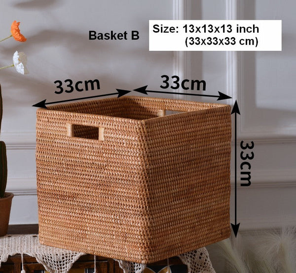 Storage Basket for Shelves, Large Rectangular Storage Basket, Storage Baskets for Kitchen, Woven Storage Basket for Living Room-LargePaintingArt.com