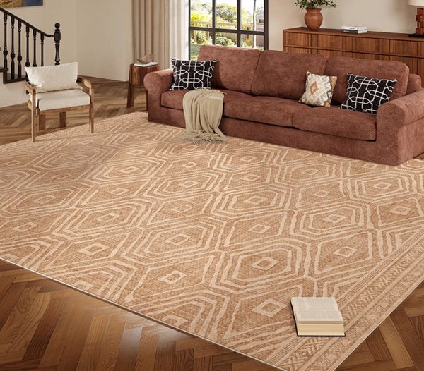 Bedroom Floor Rugs, Geometric Contemporary Rugs for Dining Room, Extra Large Modern Rugs for Living Room, Oversized Modern Rug for Living Room-LargePaintingArt.com