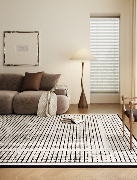 Mid Century Modern Rugs for Bedroom, Large Modern Rugs for Living Room, Contemporary Abstract Rugs under Dining Room Table-LargePaintingArt.com