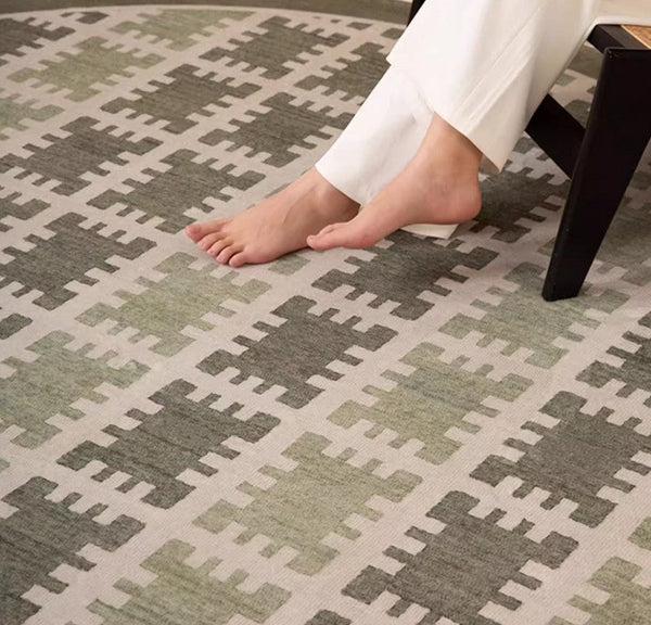 Bedroom Abstract Modern Area Rugs, Contemporary Modern Rug for Living Room, Circular Modern Rugs under Chairs, Geometric Round Rugs for Dining Room-LargePaintingArt.com