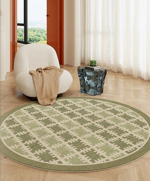 Bedroom Abstract Modern Area Rugs, Contemporary Modern Rug for Living Room, Circular Modern Rugs under Chairs, Geometric Round Rugs for Dining Room-LargePaintingArt.com