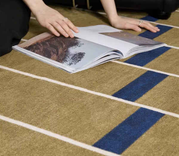 Large Modern Rugs for Living Room, Mid Century Modern Rugs for Bedroom, Abstract Geometric Modern Rugs, Green Modern Rugs for Dining Room-LargePaintingArt.com