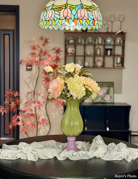 Modern Glass Vase for Flowers, Mid Century Glass Vases, Handmade Modern Vases for Living Room, Unique Decorative Glass Vase, Centerpiece Contemporary Vases on Table-LargePaintingArt.com