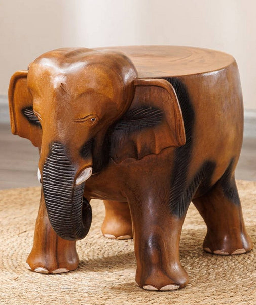 Handmade Solid Wood low Stool, Elephant Wooden Stool, Elephant Sofa Stool, Dining Table Stool, Creative Shoe-changing Stool-LargePaintingArt.com