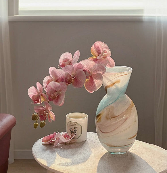 Cute Handmade Glass Vases, Vintage Small Glass Flower Vases, Flower Vases on Table, Modern Glass Vases for Flowers-LargePaintingArt.com