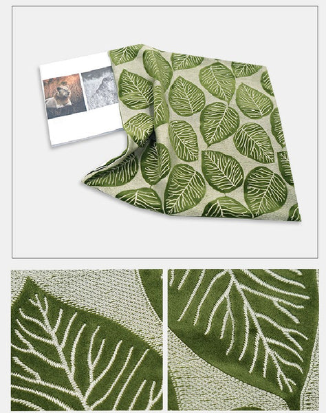 Contemporary Modern Sofa Pillows, Green Leaves Square Modern Throw Pillows for Couch, Simple Decorative Throw Pillows, Large Throw Pillow for Interior Design-LargePaintingArt.com
