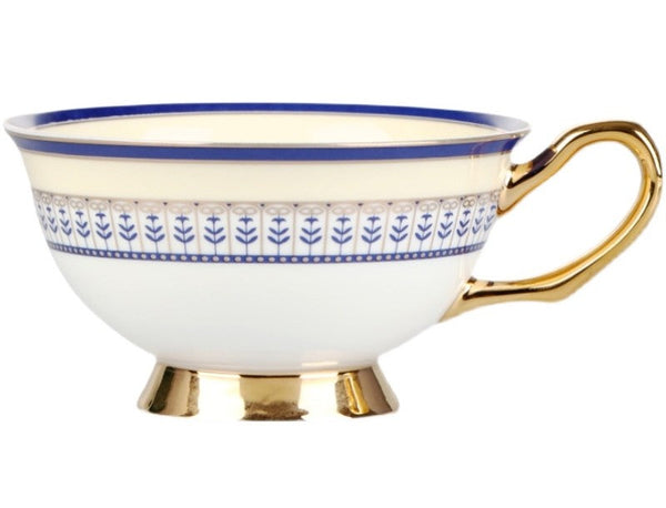 Blue Porcelain Tea Cup Saucer Set, Elegant British Ceramic Coffee Cups, Unique British Tea Cup and Saucer in Gift Box-LargePaintingArt.com