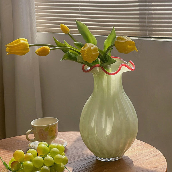 French Vintage Glass Flower Vases, Glass Bud Vases, Flower Vases on Table, Handmade Water Holding Flower Vases-LargePaintingArt.com