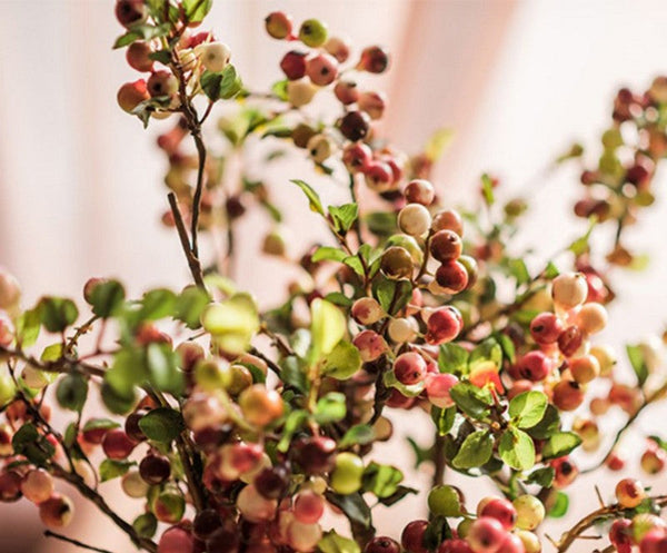 Cranberry Fruit Branch, Flower Arrangement Ideas for Living Room, Unique Artificial Flowers for Home Decoration, Spring Artificial Floral for Bedroom-LargePaintingArt.com