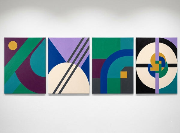 Abstract Geometric Art, Modern Paintings for Mid Century Living Room, Multi Panel Canvas Paintings
