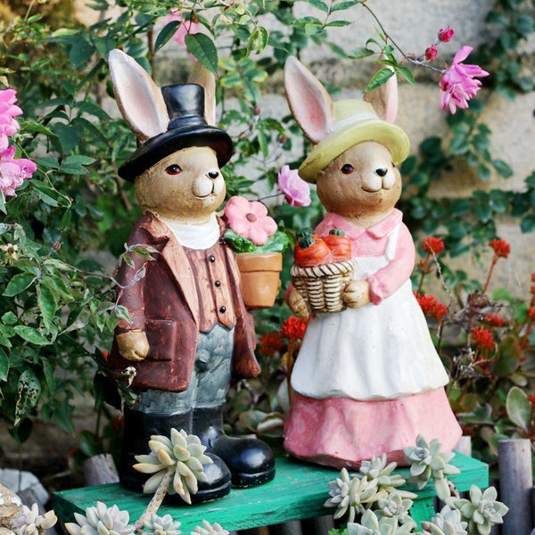 Garden Animal Sculpture Rabbit Statues, Garden Decor Ideas, Animal Statue for Garden Ornament, Villa Courtyard Decor, Outdoor Garden Decoration-LargePaintingArt.com