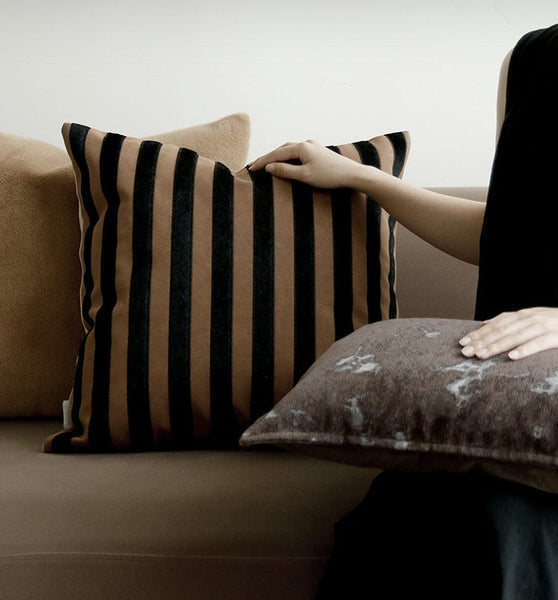 Large Modern Decorative Pillows for Sofa, Contemporary Cushions for Interior Design, Brown Modern Throw Pillows for Couch-LargePaintingArt.com