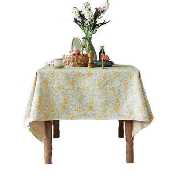 Natural Spring Farmhouse Table Cloth, Large Modern Rectangle Tablecloth for Dining Room Table, Square Tablecloth for Round Table, Flower Pattern Tablecloth-LargePaintingArt.com