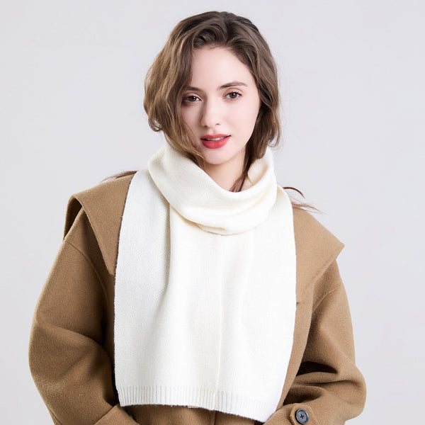Cold Weather Scarves, Small Soft Scarf for Women, Modern Wool Scarf for Women, White Casual Scarf for Women