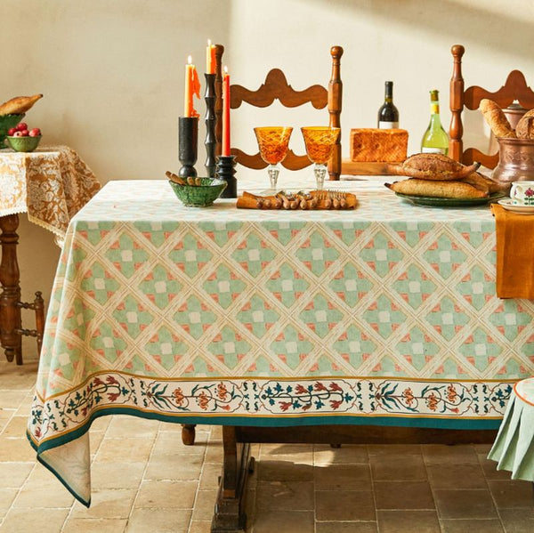 British Mid Century Fiberflax Tablecloth, Rectangle Tablecloth for Dining Room Table, Square Tablecloth for Coffee Table, Farmhouse Table Cloth, Wedding Tablecloth, Waterproof Tablecloth-LargePaintingArt.com