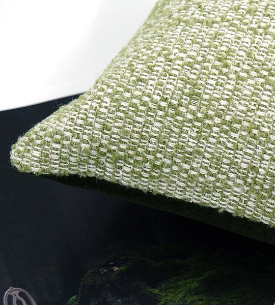 Green White Modern Sofa Pillows, Large Square Modern Throw Pillows for Couch, Simple Throw Pillow for Interior Design, Large Decorative Throw Pillows-LargePaintingArt.com