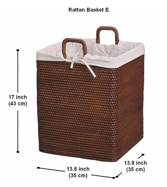 Rectangular Storage Baskets, Large Brown Rattan Storage Baskets, Storage Baskets for Bathroom, Storage Basket with Lid, Storage Baskets for Clothes-LargePaintingArt.com