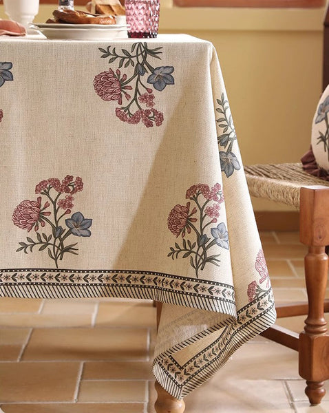 Rectangle Tablecloth for Dining Table, Beautiful Large Modern Tablecloth, Spring Flower Rustic Table Cover, Square Linen Tablecloth for Coffee Table-LargePaintingArt.com