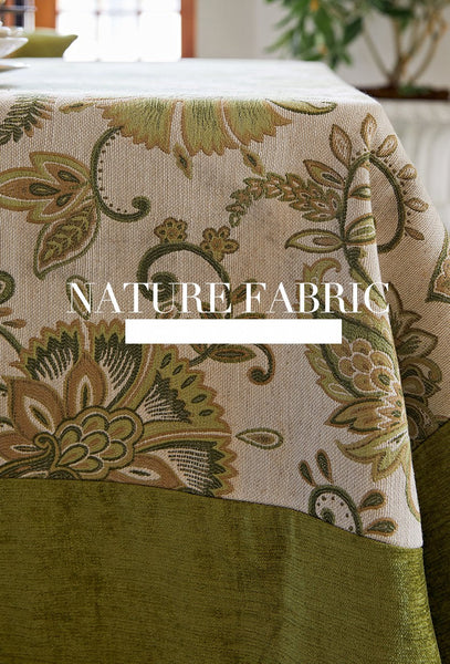 Long Rectangular Tablecloth for Round Table, Extra Large Modern Tablecloth Ideas for Dining Room Table, Green Flower Pattern Table Cover for Kitchen, Outdoor Picnic Tablecloth-LargePaintingArt.com