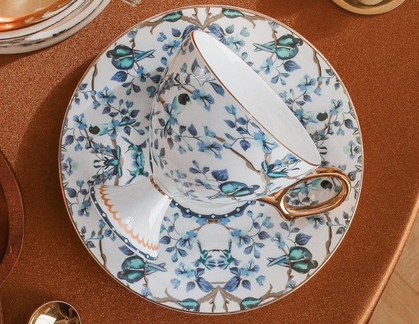 Ceramic Tea Cup and Saucer in Gift Box, British Tea Cup set, Elegant Ceramic Coffee Cups, Creative Porcelain Tea Cup Set and Saucer-LargePaintingArt.com