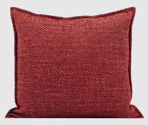 Large Square Modern Throw Pillows for Couch, Red Contemporary Modern Sofa Pillows, Simple Decorative Throw Pillows, Large Throw Pillow for Interior Design-LargePaintingArt.com
