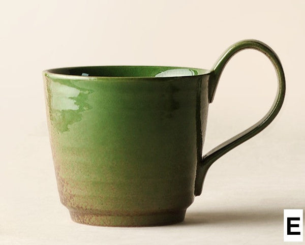 Large Modern Handmade Pottery Coffee Cup, Creative Brown Green Blue Ceramic Coffee Mugs, Large Unique Tea Cup, Large Capacity Coffee Cups-LargePaintingArt.com