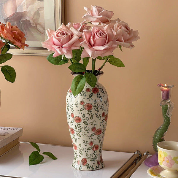 Ceramic Bouquet Vases, Tall Flower Vases on Table, Rustic Porcelain Flower Vases, Handmade Water Holding Flower Vases-LargePaintingArt.com