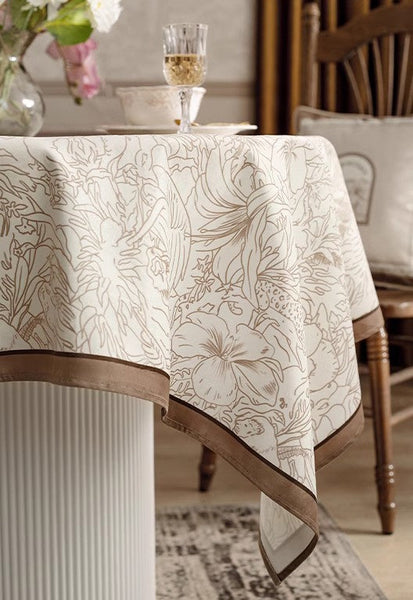 French Style Tablecloth for Dining Table, Beautiful Table Cover for Dining Room Table, Modern Rectangle Tablecloth for Oval Table-LargePaintingArt.com