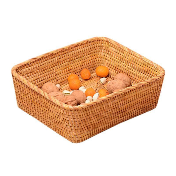 Woven Rectangular Storage Basket, Lovely Rattan Storage Basket, Storage Baskets for Kitchen-LargePaintingArt.com