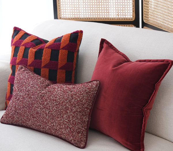 Decorative Pillows for Couch, Modern Sofa Pillows, Simple Modern Pillows, Red Modern Throw Pillows, Contemporary Throw Pillows-LargePaintingArt.com