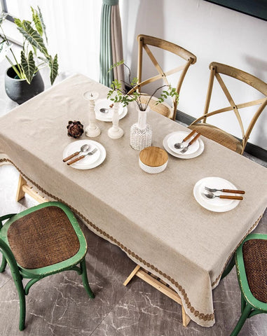 Cotton and Linen Tablecloth for Home Decoration, Large Rectangle Table Cover for Dining Room Table, Modern Table Cloth, Square Tablecloth for Round Table-LargePaintingArt.com