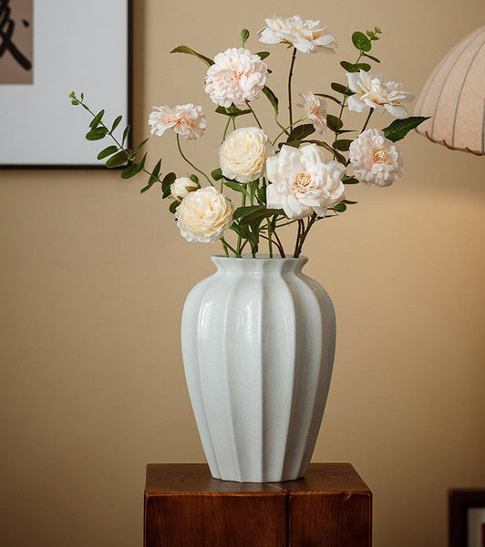 Large Flower Vases on Table, Centerpiece Ceramic Bud Vases, Porcelain Flower Vases, Handmade Water Holding Flower Vase-LargePaintingArt.com